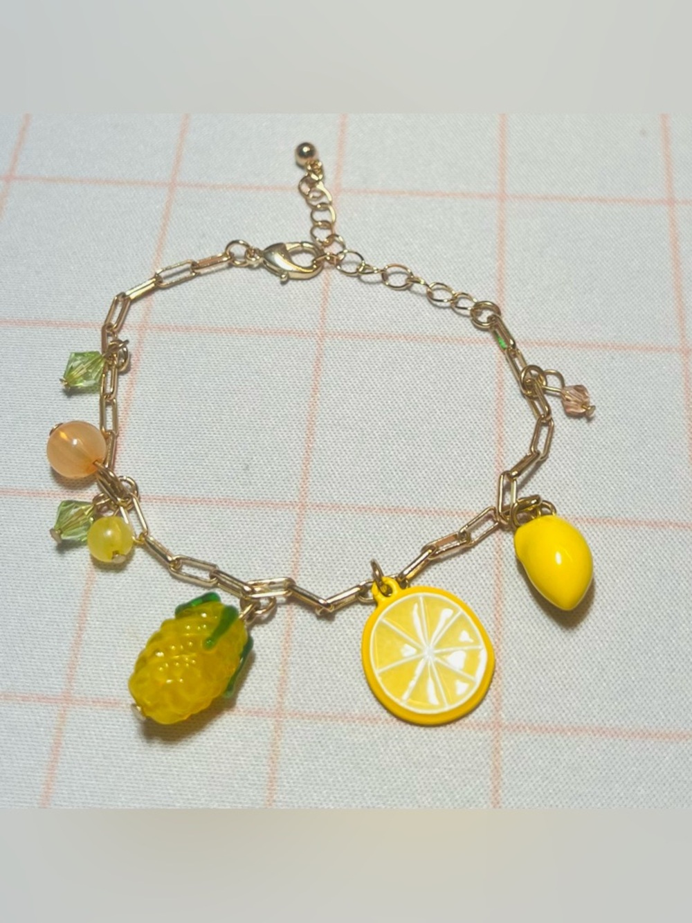 Yellow Fruit Themed Charm Bracelet